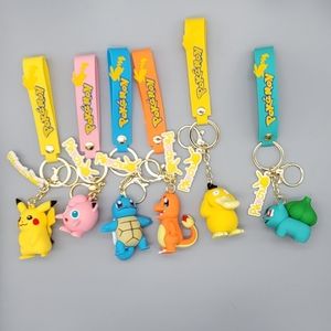 6× Pokemon 3D Figure Keychains with Carrying Straps